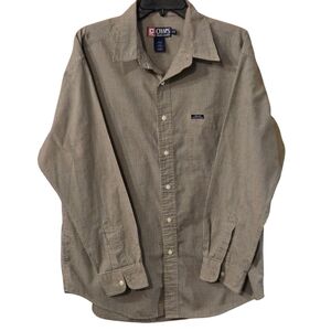 CRL Chaps Ralph Lauren Vintage Shirt Beige Blue Tan Plaid Button Up Men L